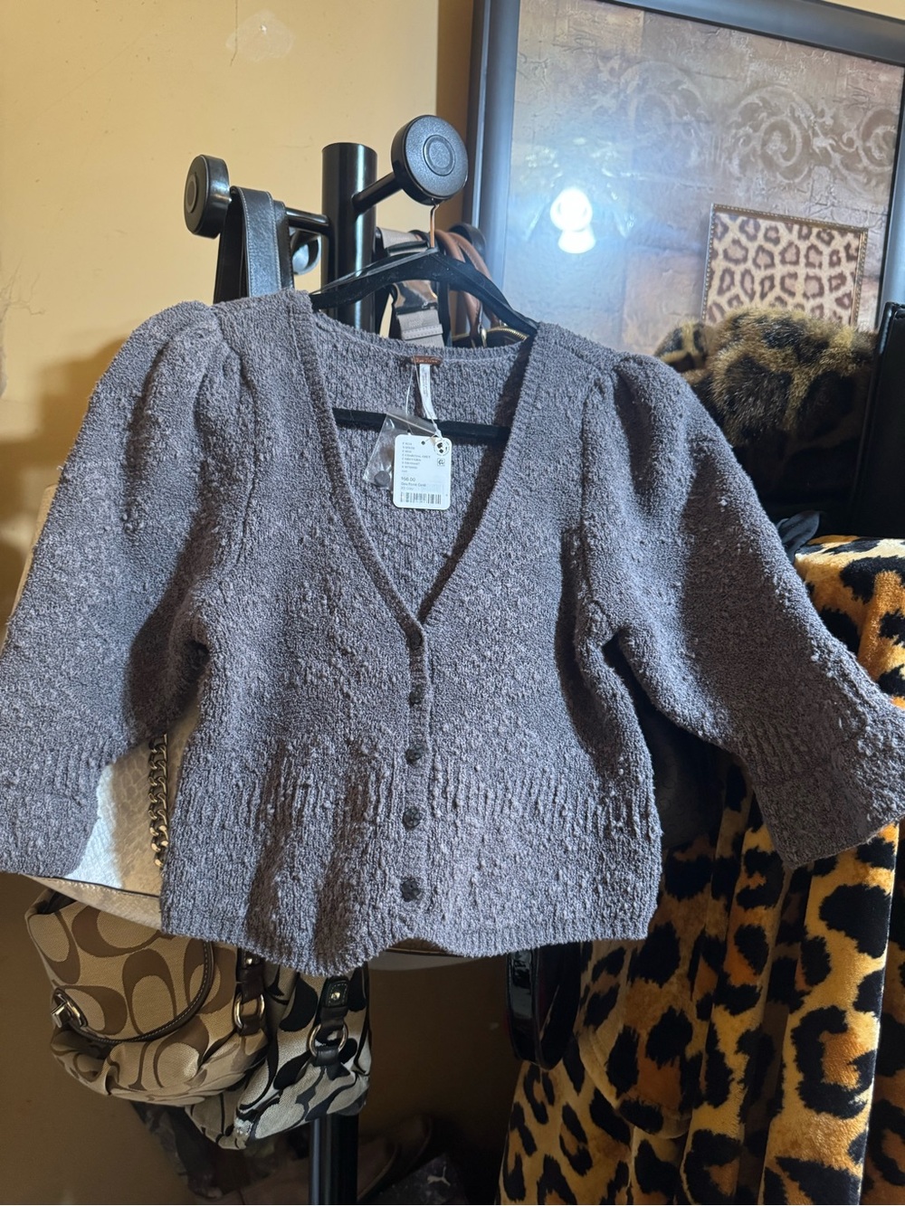 Cozy Gray V-Neck Button Cardigan Sweater